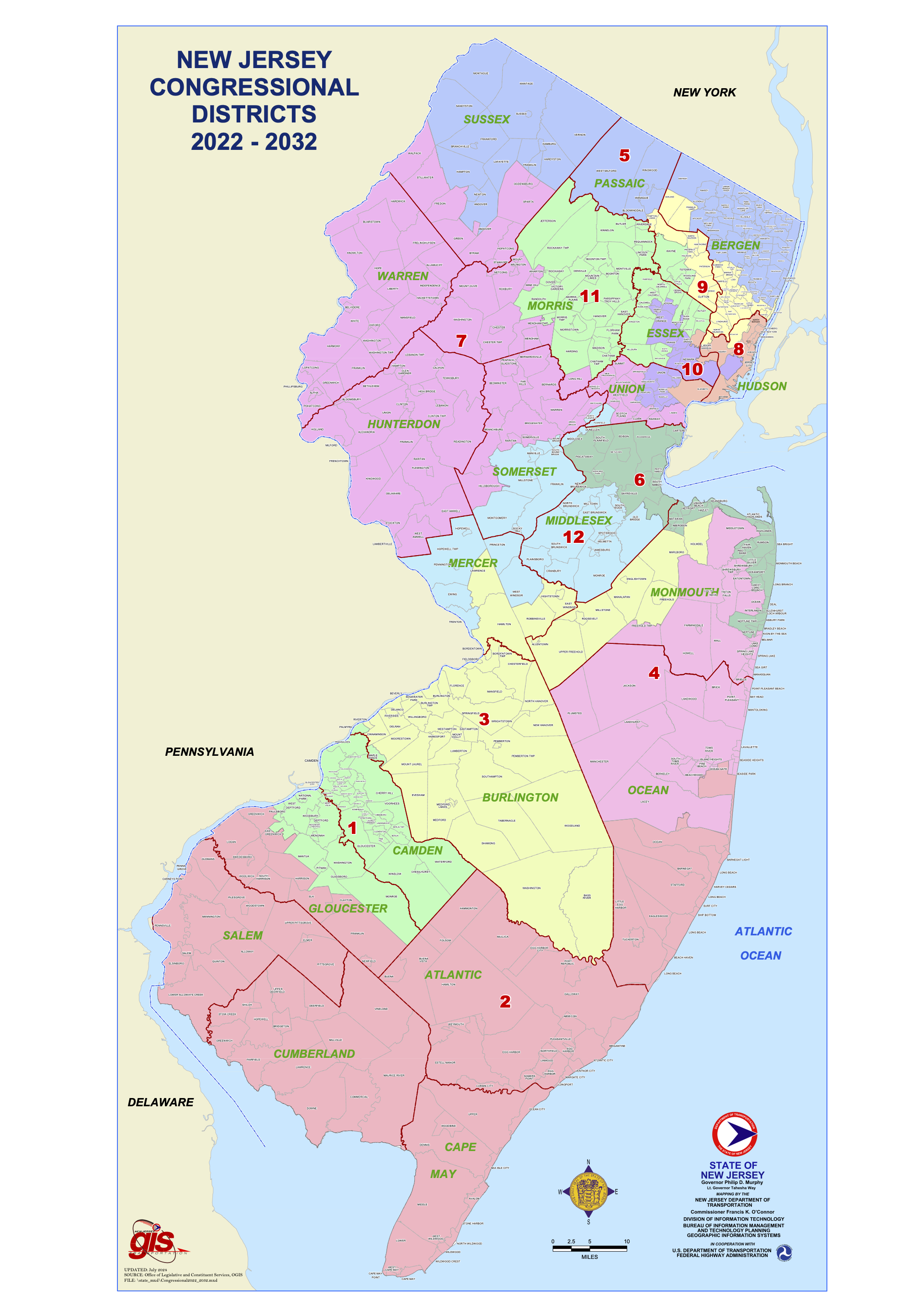 NJ Congressional District Map 2022-2032